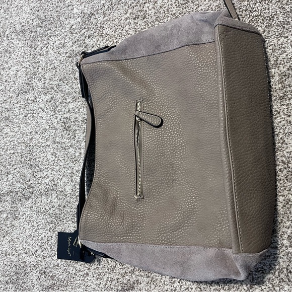 Moda Luxe Taupe Hobo Shoulder Bag Leather Suede Large Slouchy Boho Neutral Purse - Picture 4 of 16